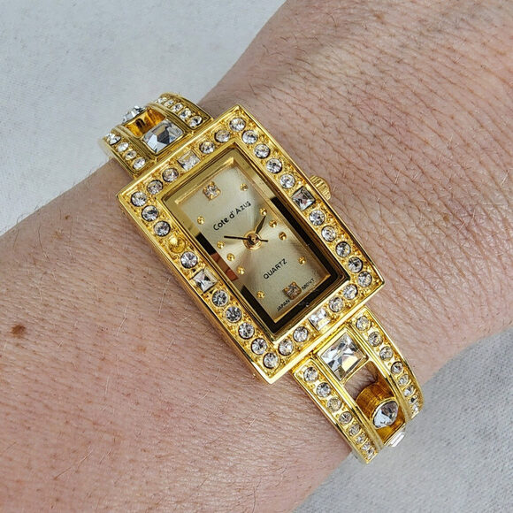 Cote de Azur Gold Tone Crystal Watch - Picture 1 of 6